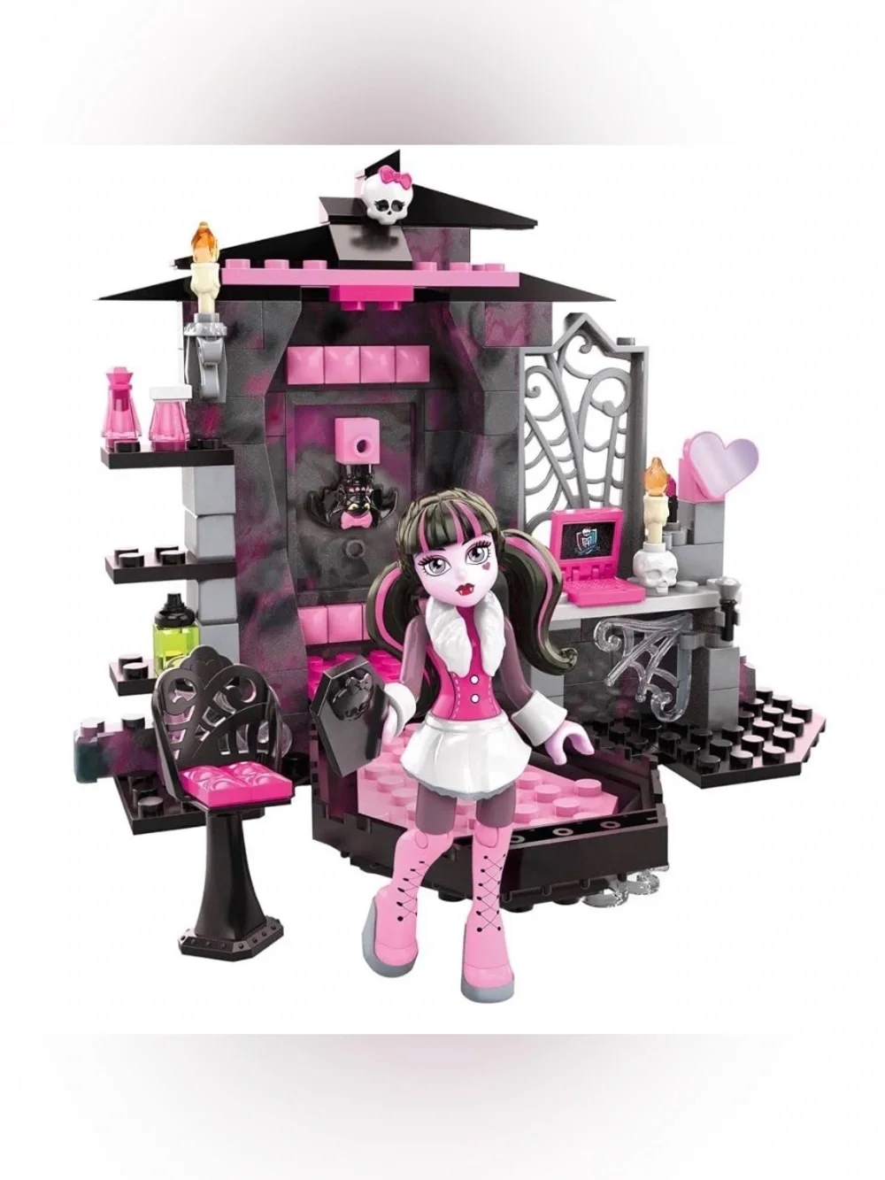 Monster high Black and Pink Coffin Doll Display Storage